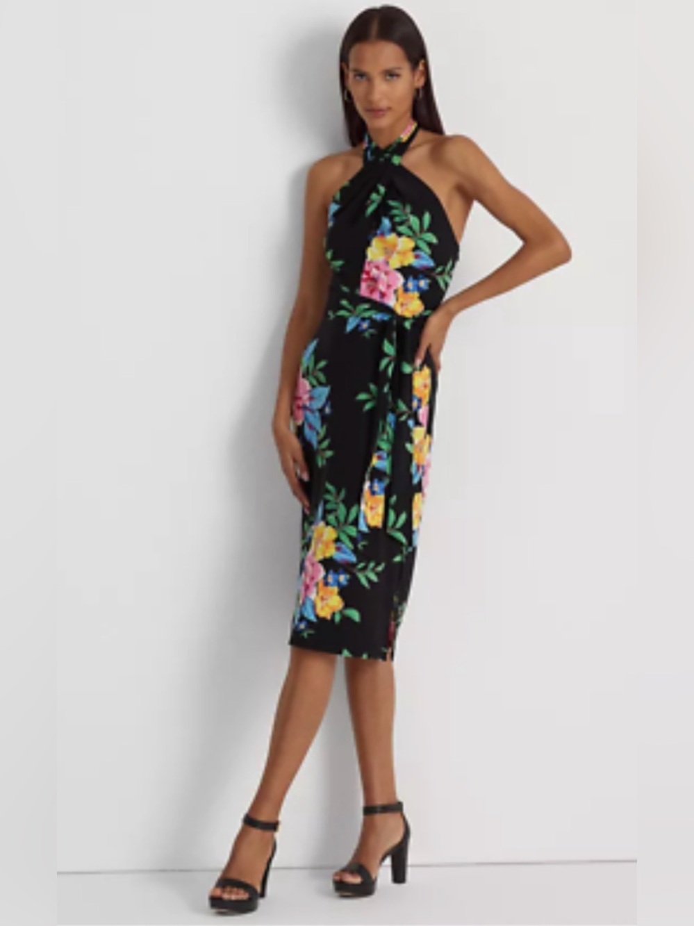 Ralph Lauren Floral Jersey Print Halter Dress